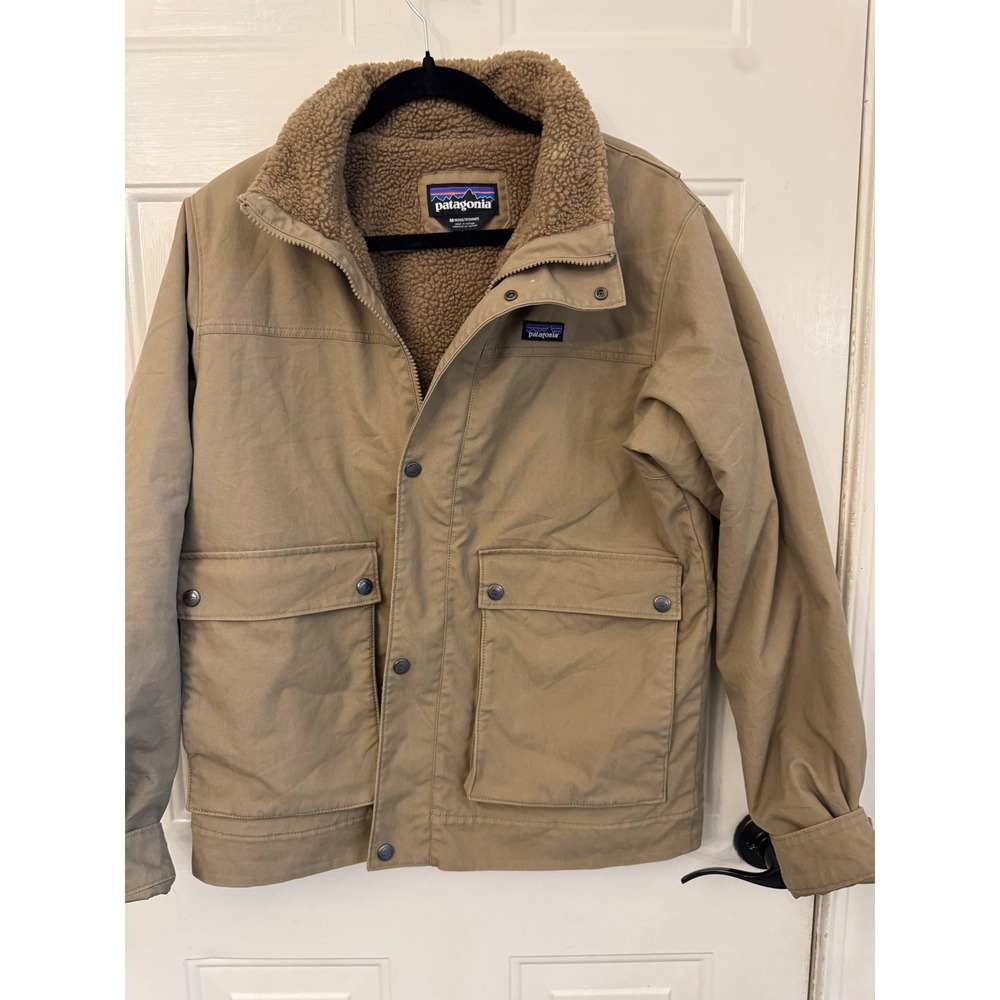 Patagonia Mens Maple Grove Canvas Jacket Mojave Khaki Fleece Lined Tan M 26995